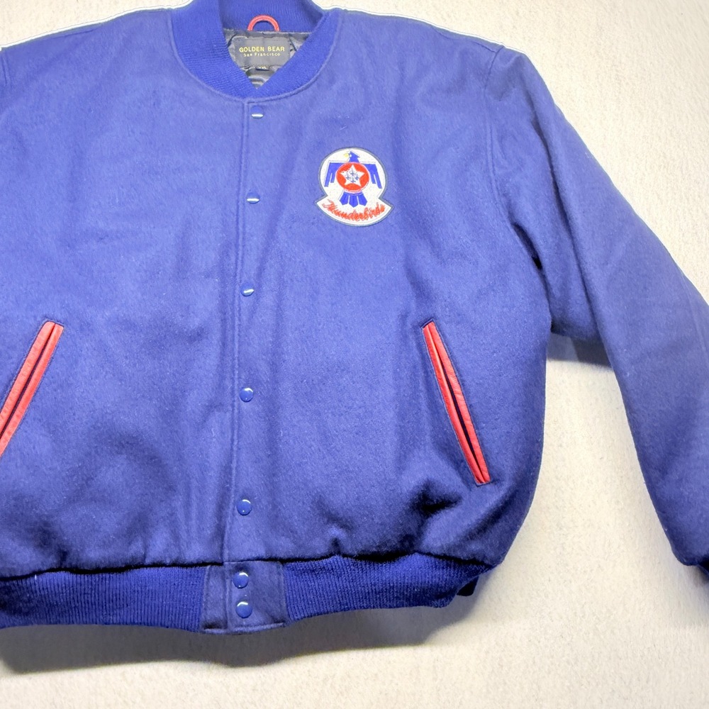Golden Bear USAF Thunderbirds Varsity Jacket Blue Wool Leather Mens XXL USA Made